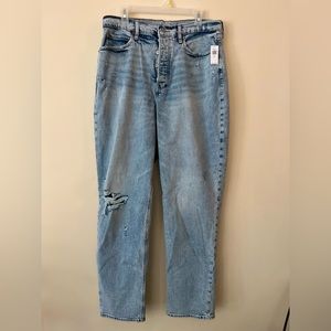 NWT Curvy Extra High-Waisted Button-Fly Sky-Hi Straight Jeans women’s 14 tall